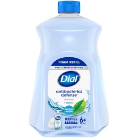 Dial Antibacterial Defense Foaming Hand Soap + Aloe, Spring Water Scent, 52 Fl Oz Hand Soap Refill, Dermatologist-Tested, Gentle on Skin