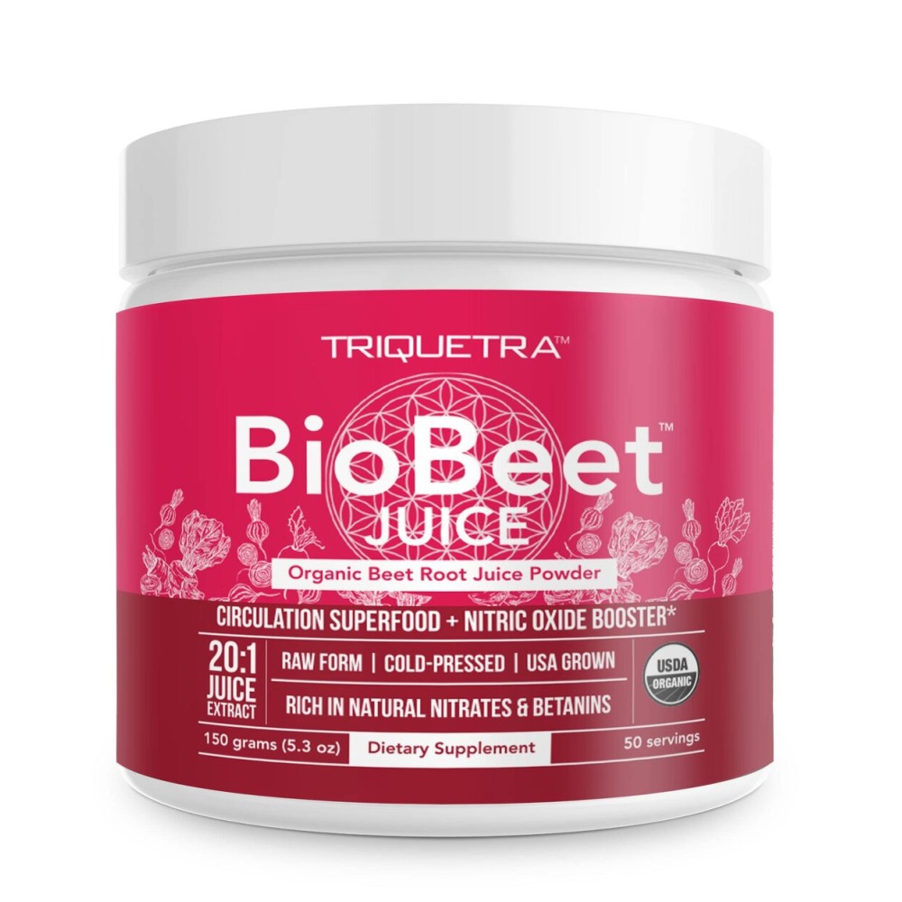 BioBeet Max Strength Beet Root Juice Powder - 20:1 Concentrate, Each Serving Derived from 60,000 mg Organic Beetroot - Cold-Pressed, USA Grown - Nitric Oxide, Circulation Support - 50 Servings