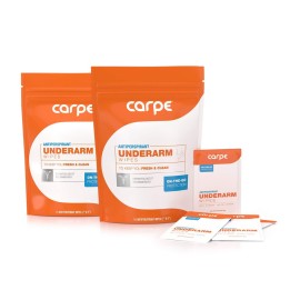 Carpe On-the-Go Antiperspirant Underarm Wipes (Pack of 2 Boxes) for Sweat Blocking, Deodorizing, and Cleansing When You\'re On the Move - 30 Residue Free, Individually Wrapped Wipes