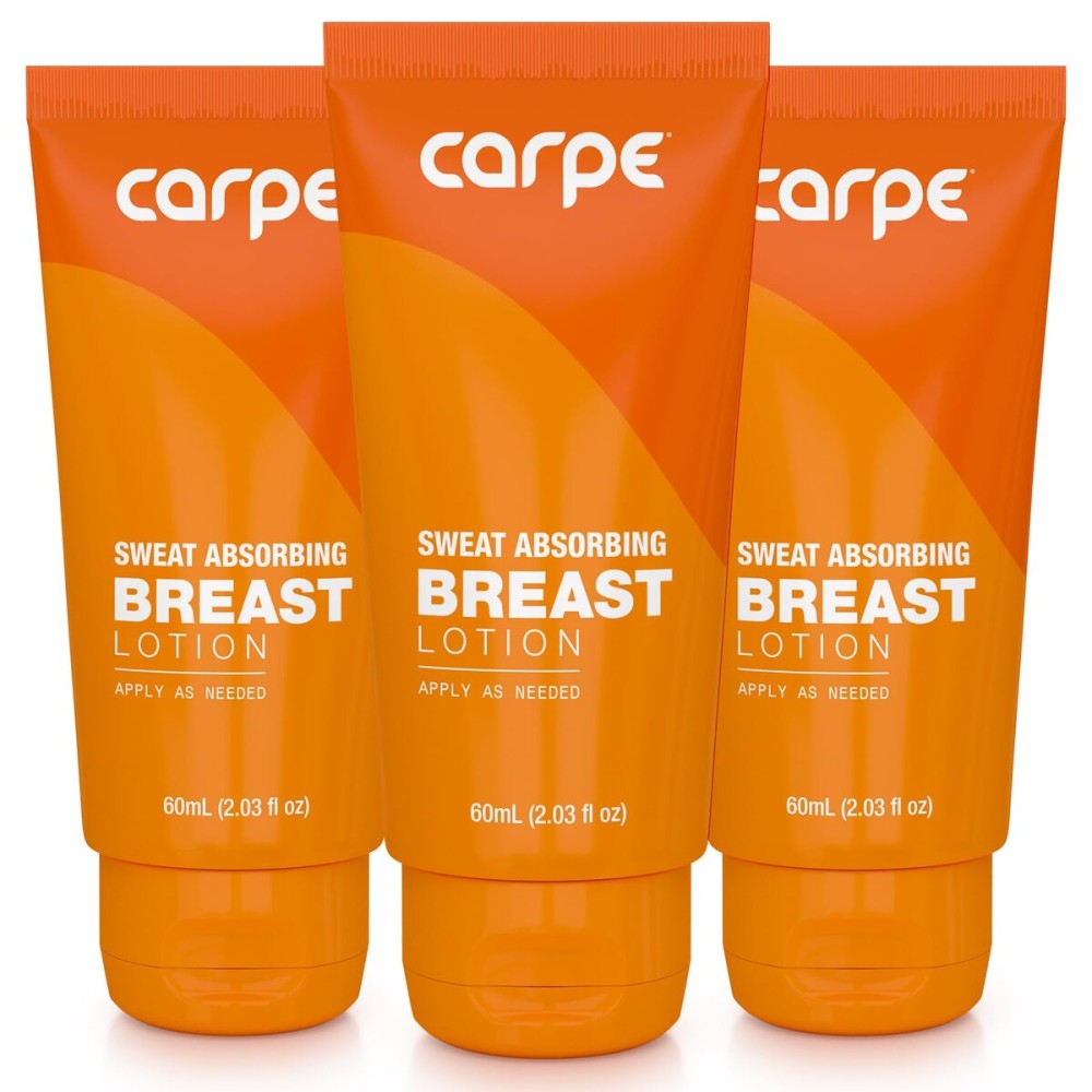 Carpe No-Sweat Breast (Pack of 3) - Helps Keep Your Breasts and Skin Folds Dry - Sweat Absorbing Lotion - Helps Control Under Breast Sweat - Great For Chafing and Stain Prevention