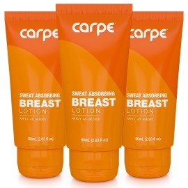 Carpe No-Sweat Breast (Pack of 3) - Helps Keep Your Breasts and Skin Folds Dry - Sweat Absorbing Lotion - Helps Control Under Breast Sweat - Great For Chafing and Stain Prevention