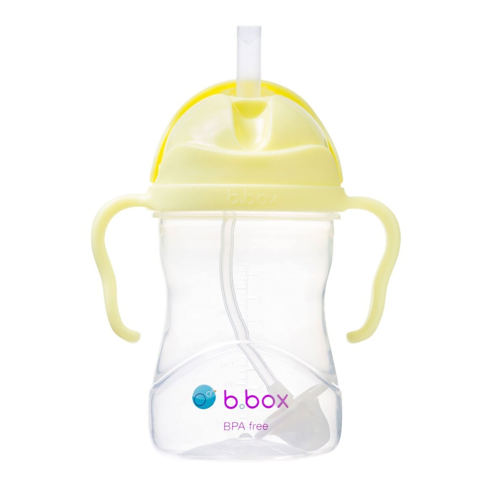 b.box Sippy Cup with Weighted Straw. Drink from any Angle, Leak Proof, Spill Proof, Easy Grip. BPA Free, Dishwasher Safe. For Babies 6m+ to Toddlers (Banana Split, 8oz)