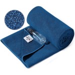 Heathyoga Yoga Mat Towel Non Slip for Hot Yoga Towel with Silicone Grip & Free Spray Bottle, 72X26 Extra Large Microfiber Yoga Towel for Bikram, Pilates, Fitness (Blue)