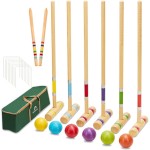 ApudArmis Six Player Croquet Set with Premiun Rubber Wooden Mallets 28In,Colored Ball,Wickets,Stakes - Lawn Backyard Outdoor Game Set for Adults/Teenagers/Family (Large Carry Bag Including)