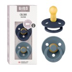 BIBS Pacifiers Colour Collection | Natural Rubber Baby Pacifier | Set of 2 BPA-Free Soothers | Made in Denmark | 0+ Months (Pack of 2) | Deep Space/Petrol