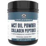 MCT Oil Powder with Acacia Fiber & Collagen Peptides - Prebiotic Collagen Protein, 10g MCTs from Coconuts, Sugar Free Keto Coffee Creamer - Grass Fed, Unflavored, Non-GMO, Gluten Free, 16 oz