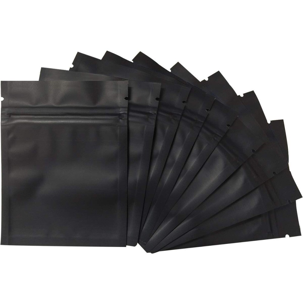 100 Pack Smell Proof Bags 3 x 4 Inch Resealable Mylar Bags Foil Pouch Bag Flat Bag Matte Black
