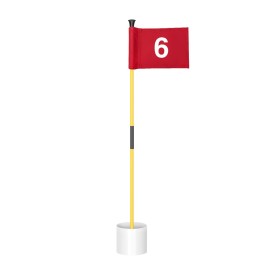 KINGTOP Miniature Golf Flagstick, Practice Putting Green Flags for Yard, Golf Pin Flag Hole Cup Set, Portable 2-Section Design, 3ft Flagpole, Red Flag Numbered 6, Indoor | Outdoor