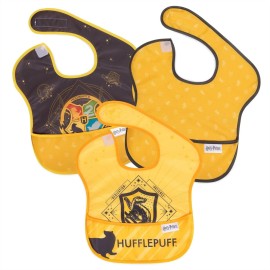 Bumkins Bibs for Girl or Boy, SuperBib Baby and Toddler for 6-24 Months, Essential Must Have for Eating, Feeding, Baby Led Weaning, Mess Saving Waterproof Soft Fabric, 3-pk Harry Potter Hufflepuff