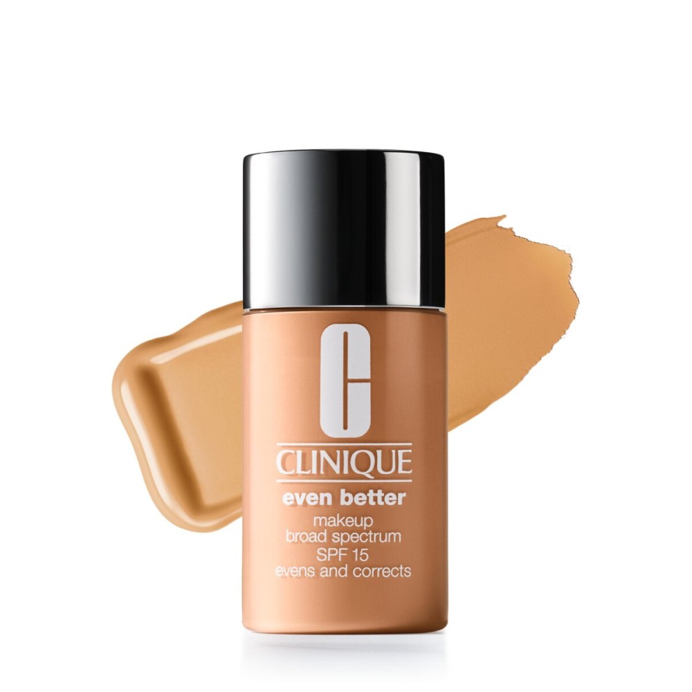Clinique Even Better Makeup Liquid Foundation SPF 15 With Vitamin C For Dry + Oily Combination Skin Types | Medium Coverage + Natural Finish | Evens Skin Tone + Reduces Dark Spots, Honey Wheat