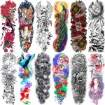 Aresvns Temporary Tattoo Flowers for Women(L19xW7),Beautiful Sleeve Tattoos Waterproof and Long-Lasting, Full Arm Fake Tattoos Christmas Gift,for BBQ Pool Beach Party