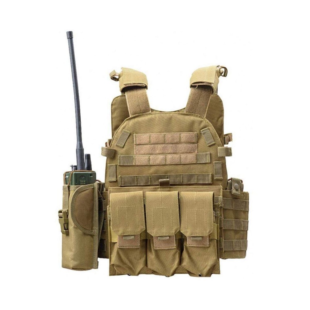 Invenko Heavy Duty Tactical Molle Airsoft Vest Outdoor Hunting Paintball Sports Outdoor Gaming Security Guard Duty Soft Vest (tan)