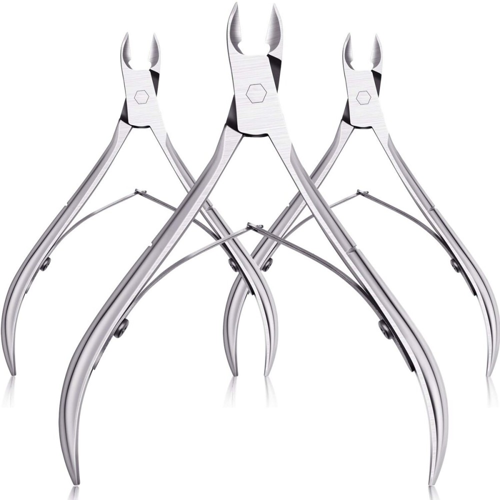 Mudder 3 Packs Cuticle Nippers Cutter Tool Stainless Steel Nail Cuticle Trimmer Remover with Pointed Blade Scissors Pedicure Manicure Tool for Fingernails Nails Care and Toenails(Silver)