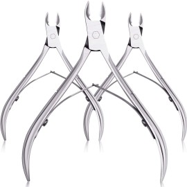 Mudder 3 Packs Cuticle Nippers Cutter Tool Stainless Steel Nail Cuticle Trimmer Remover with Pointed Blade Scissors Pedicure Manicure Tool for Fingernails Nails Care and Toenails(Silver)