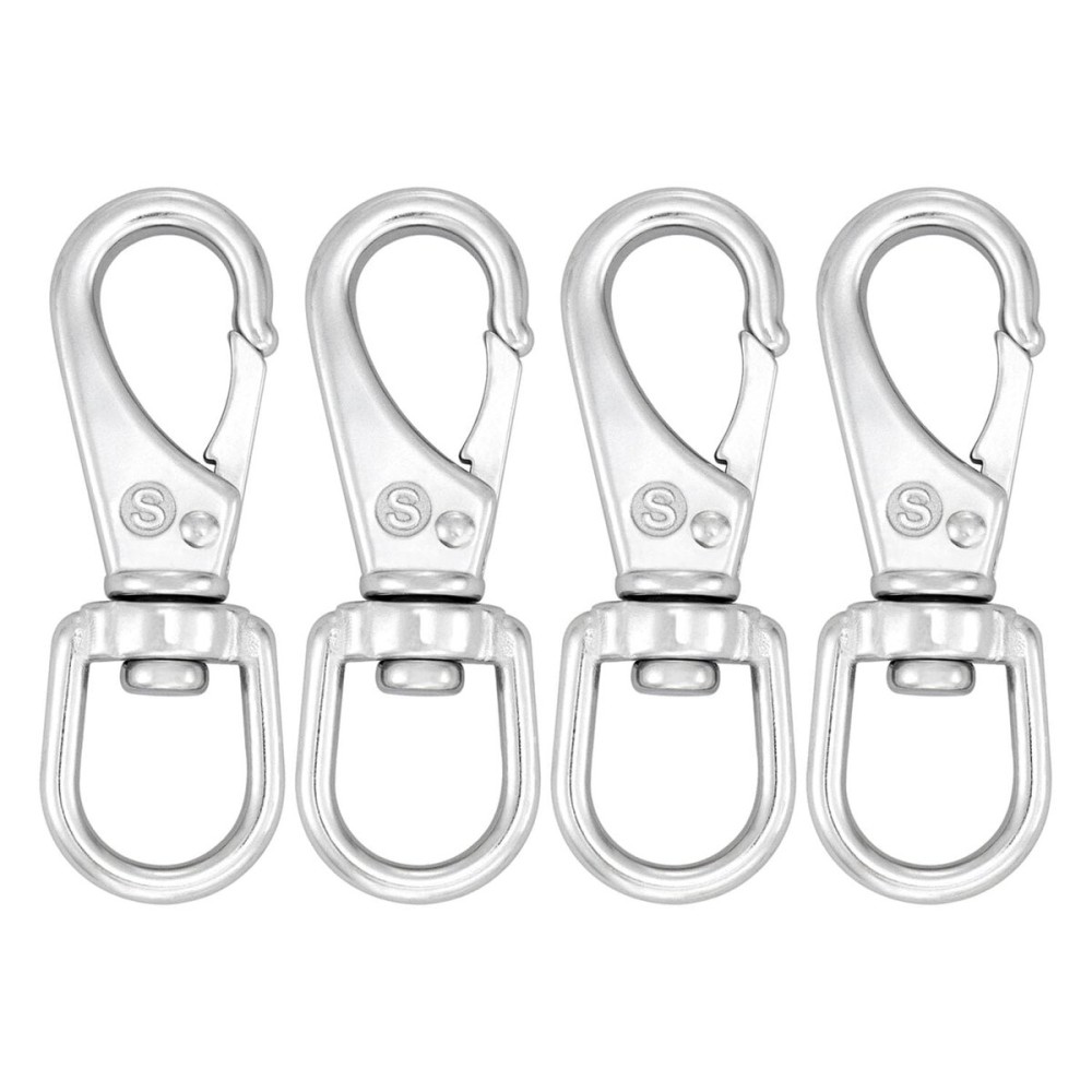 SHONAN Stainless Steel Flag Clips for Flagpole Rope- 4 Pack 3.5 Inch Swivel Snap Hook Flag Pole Clips, Diving Clips Spring Hooks for Dog leashes, Keychains, Boat Ropes, Bird Feeders