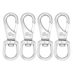 SHONAN Stainless Steel Flag Clips for Flagpole Rope- 4 Pack 3.5 Inch Swivel Snap Hook Flag Pole Clips, Diving Clips Spring Hooks for Dog leashes, Keychains, Boat Ropes, Bird Feeders