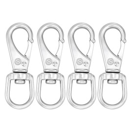 SHONAN Stainless Steel Flag Clips for Flagpole Rope- 4 Pack 3.5 Inch Swivel Snap Hook Flag Pole Clips, Diving Clips Spring Hooks for Dog leashes, Keychains, Boat Ropes, Bird Feeders