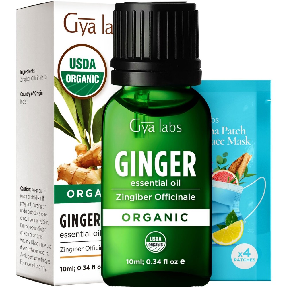 Gya Labs Organic Ginger Essential Oil - 0.34 Fl Oz - for Skin, Hair, Diffuser, Aromatherapy, DIY Candle Making Scents