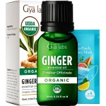 Gya Labs Organic Ginger Essential Oil - 0.34 Fl Oz - for Skin, Hair, Diffuser, Aromatherapy, DIY Candle Making Scents