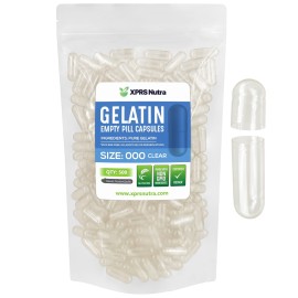 XPRS Nutra Size 000 Empty Capsules - 500 Count Clear Large Empty Gelatin Capsules - Pills for DIY Supplement Capsule Filling - Fillable Color Gel Caps Pills for Do-It-Yourself Supplements