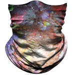 Obacle Seamless Bandana for Rave Face Mask Dust Wind UV Sun Protection Galaxy Tube Mask Headwear Bandana for Women Men Festival Party Motorcycle Riding Outdoor (Starry Sky Black Purple Gold)