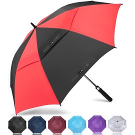 ZOMAKE Golf Umbrella Windproof, Extra Large Oversized Heavy Duty Double Canopy for Rain, Sports Games & Push Cart(54inch,Black,Red)