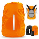 LAMA 2 Pack Waterproof Rain Cover for Backpack, Reflective Rucksack Rain Cover for Anti-dust/Anti-Theft/Bicycling/Hiking/Camping/Traveling/Outdoor Activities (1 Pcs Black + 1 Pcs Orange, L)