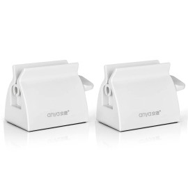 2pcs-Rolling Tube Toothpaste Squeezer Toothpaste Seat Holder Stand for Bathroom Accessories White