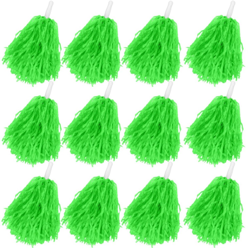 Faxco 12Pack Plastic Pom Poms Cheerleading Pom Poms Sports Dance Cheer Plastic Pom Pom for Rooters,Cheering Squard,Cheering Team (Green)