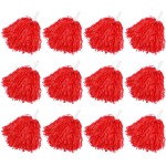 Faxco 12Pack Plastic Pom Poms Cheerleading Pom Poms Sports Dance Cheer Plastic Pom Pom for Rooters,Cheering Squard,Cheering Team (Red)
