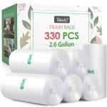 2.6 Gallon 330 Counts Strong Trash Bags Garbage Bags by Teivio, Bathroom Trash Can Bin Liners, Small Plastic Bags for home office kitchen (Clear)