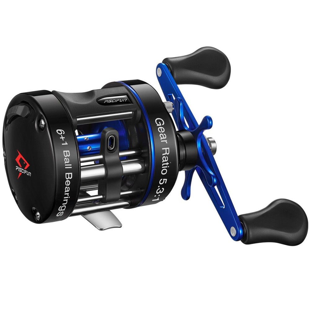 Piscifun Chaos XS Baitcasting Fishing Reel, Reinforced Metal Body Round Baitcaster Reel, Smooth Powerful Saltwater Inshore Surf Trolling Reel, Conventional Reel for Catfish (40 Left Handed)