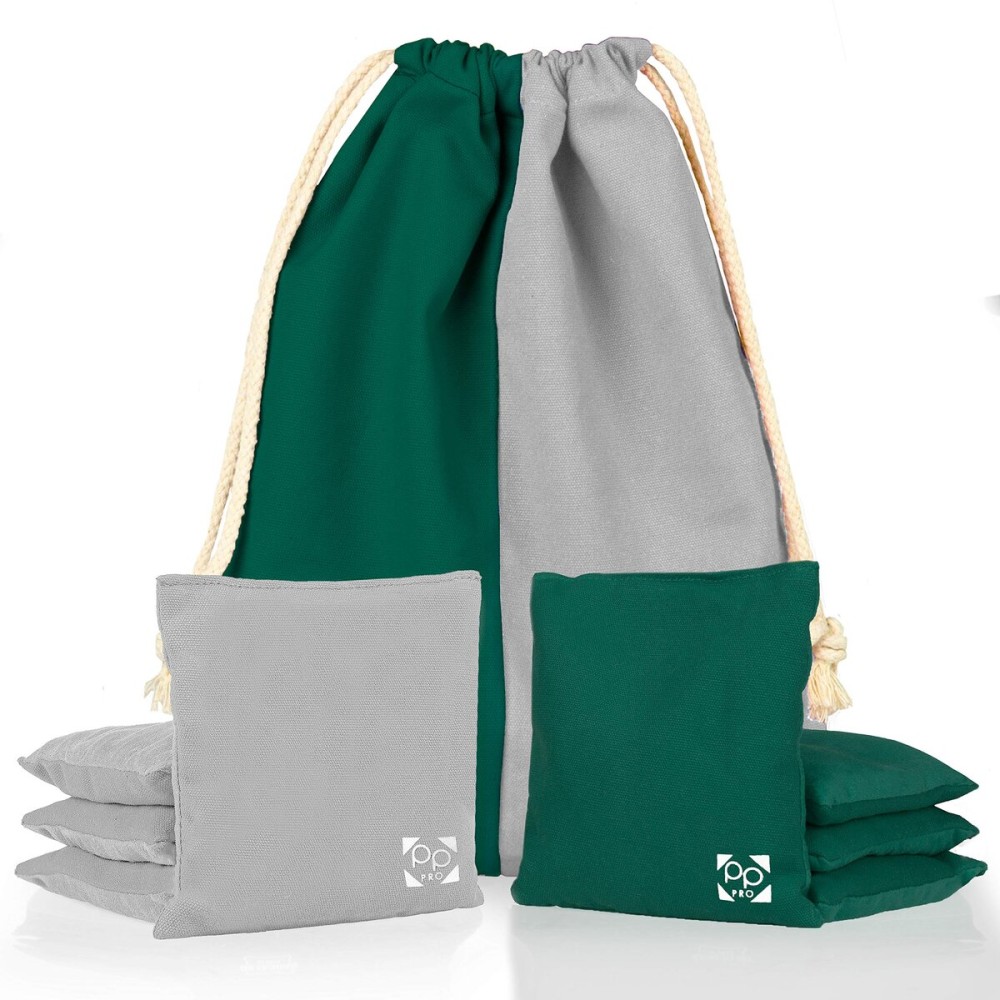 Play Platoon Professional Cornhole Bags - Set of 8 Regulation All Weather Two Sided Bean Bags for Pro Corn Hole Game - 4 Hunter Green & 4 Gray