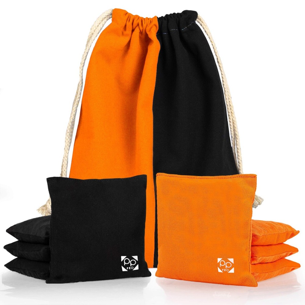 Play Platoon Professional Cornhole Bags - Set of 8 Regulation All Weather Two Sided Bean Bags for Pro Corn Hole Game - 4 Orange & 4 Black
