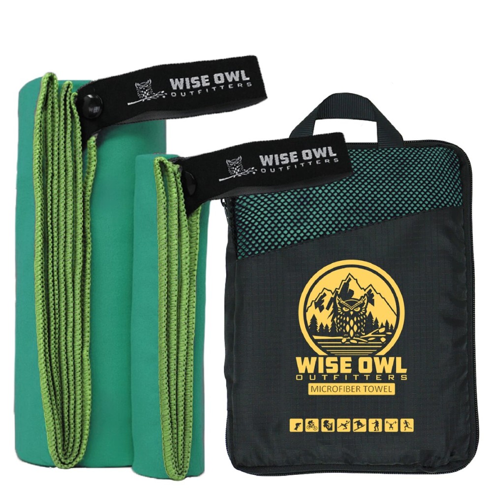Wise Owl Outfitters Microfiber Camping Towel - Quick Dry Towel for Travel, Backpacking, Hiking, Beach, Gym & Yoga - Compact, Fast Drying & Lightweight