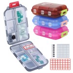 4PS Travel Pill Organizer with 164 Slice Labels10 Compartments Travel Pill Box Portable Folding Small Pill Case Daily Pill Container Used for Carry Storage Medicine Organizer by M MUchengbao