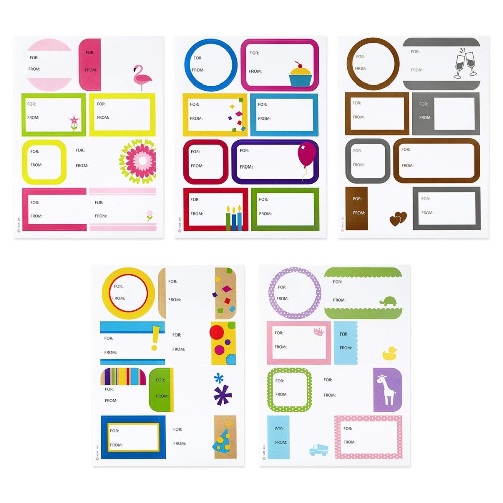 Hallmark Gift Tag Stickers - All Occasion (80 Labels, 5 Designs) for Birthdays, Engagements, Weddings, Baby Showers, Any Occasion