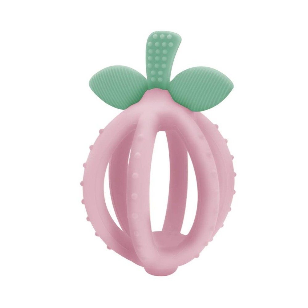 Itzy Ritzy Teething Ball & Training Toothbrush - Silicone, BPA-Free Bitzy Biter Lemon-Shaped Teething Toy Features Multiple Textures to Soothe Gums & an Easy-to-Hold Design (Pink Lemonade)
