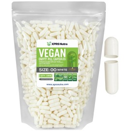 XPRS Nutra Size 00 Empty Capsules - 1000 Count Empty Vegan Capsules - Vegetarian Pills - DIY Vegetable Capsule Filling- Veggie Vegi Pill Caps for Do-It-Yourself Supplements and Vitamins (White)