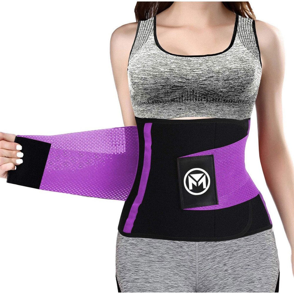 Moolida Waist Trainer Belt for Women Waist Trimmer Workout Fitness Back Support Belts (Purple, X-Large(35.5-39.5 Waist))
