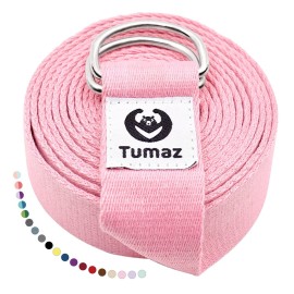 Tumaz Yoga Strap/Stretch Bands [15+ Colors, 6/8/10 Feet Options] with Extra Safe Adjustable D-Ring Buckle, Durable and Comfy Delicate Texture - Best for Daily Stretching, Physical Therapy, Fitness