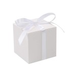 COTOPHER 60pcs Wedding Favor Boxes, Paper Gift Boxes 3x3x3 Inches Small Gift Boxes with Ribbons Small Boxes for Gifts, Crafting, Cupcake, Candy, Bridesmaid Proposal BoxesEasy Assemble Boxes (White)