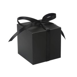 COTOPHER 60pcs Wedding Favor Boxes, Paper Gift Boxes 3x3x3 Inches Small Gift Boxes with Ribbons, Easy Assemble Boxes (Black)