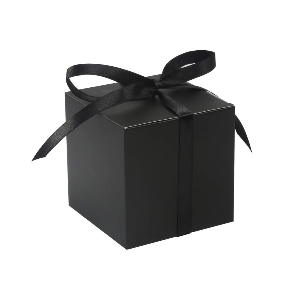 COTOPHER 100pcs Wedding Favor Boxes, Paper Gift Boxes 3x3x3 Inches Small Gift Boxes with Ribbons Small Boxes for Gifts, Crafting, Cupcake, Candy, Bridesmaid Proposal BoxesEasy Assemble Boxes (Black)