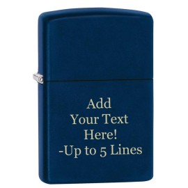Zippo Lighter - Personalized Custom Message Engraved Windproof Classic Pocket Lighter Navy Blue