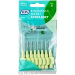 TePe Interdental Brush Extra Soft, Supersoft Dental Brush for Teeth Cleaning, Pack of 8, 0.8 mm, Large Gaps, Green, Size 5