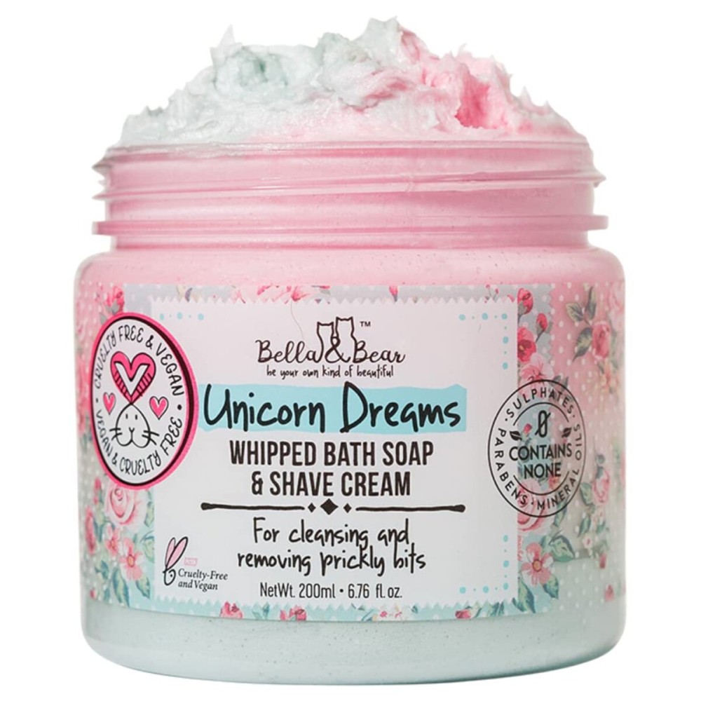 Bella & Bear Unicorn Dreams Whipped Bath Soap, SLS Free, Paraben Free, Cruelty-Free, Vegan Body Wash And Shave Cream, 6.7oz mango & pineapple with a hint of vanilla