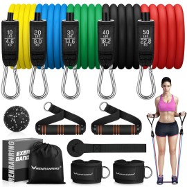 RENRANRING Resistance Bands for Working Out, 150LBS Exercise Bands, Workout Bands, Resistance Bands Set with Handles for Men Women, Legs Ankle Straps for Muscle Training