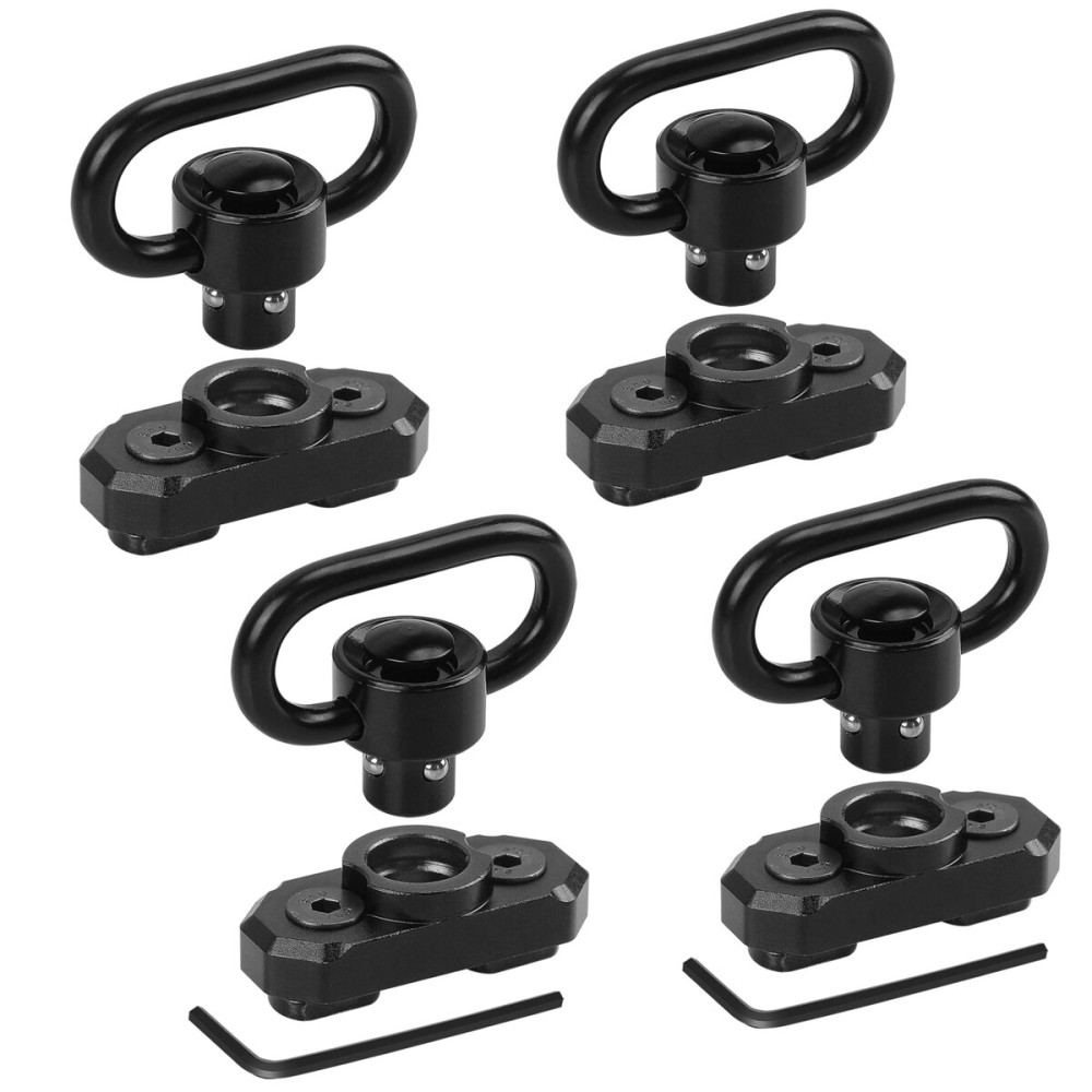 REERON Two Point and Traditional Sling Mounts with 1.25 Inch 360 Degree Rotation QD Loop for M-Rails Mount - 4 Pack