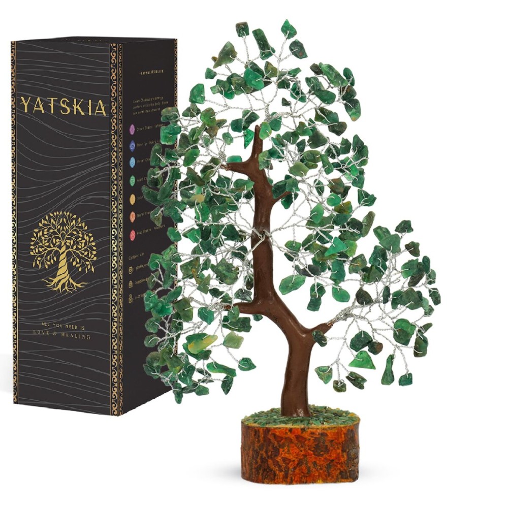 YATSKIA Green Aventurine - Crystal Tree, Gemstone Tree, Chakra Tree of Life, Balancing Tree, Healing Crystal, Crystal and Stone Decor, Fungshui Decorations, Positive Energy Gifts for Women